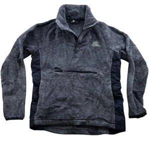 The North Face Womens Half-Zip Pullover Jacket Small Fuzzy Fleece Blue Gray Cozy